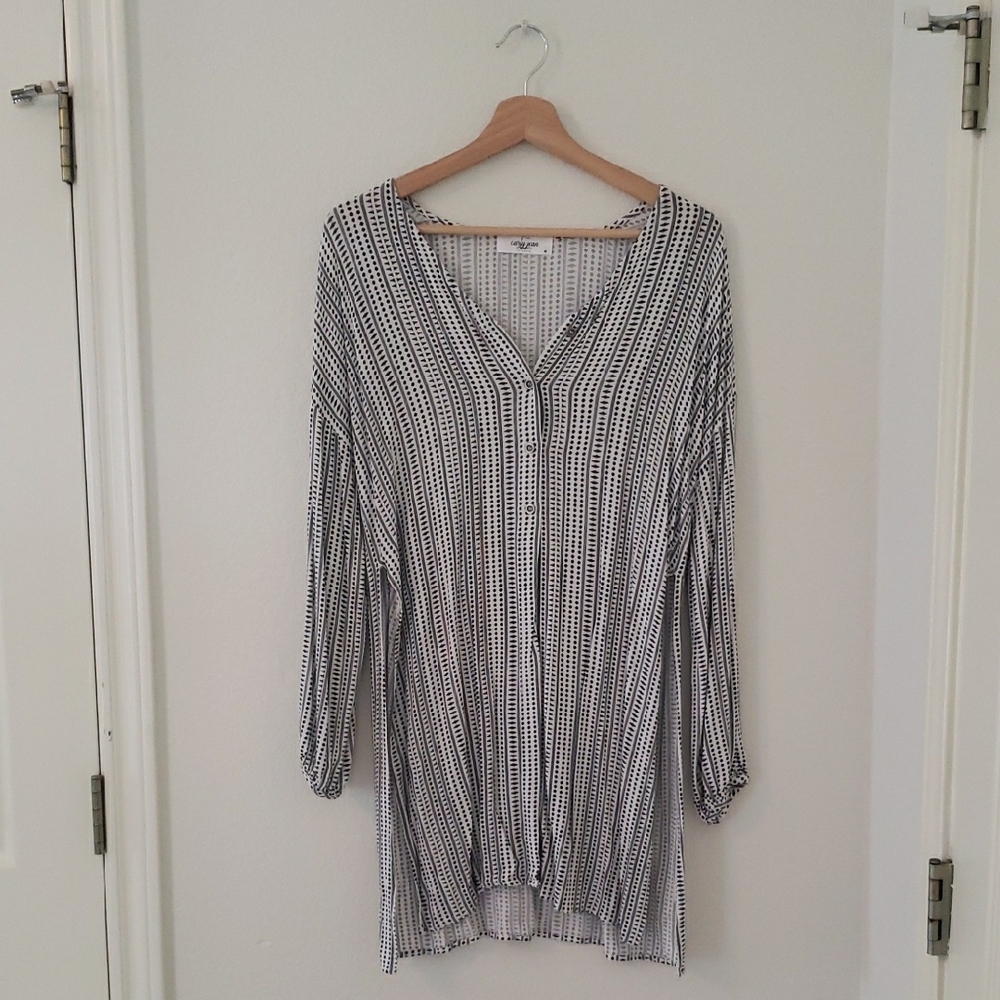 Black and White Striped Blouse